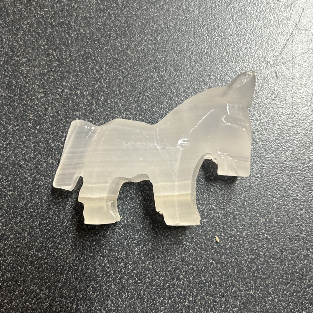 Quartz Hand Carved Clear Horse Figurine 2" T x 2 1/4" x 5/8"‎